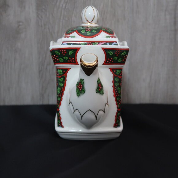 Vintage 1992 Sadler Christmas New Year Morning Tea Pot with Lid Made In England - Picture 3 of 16